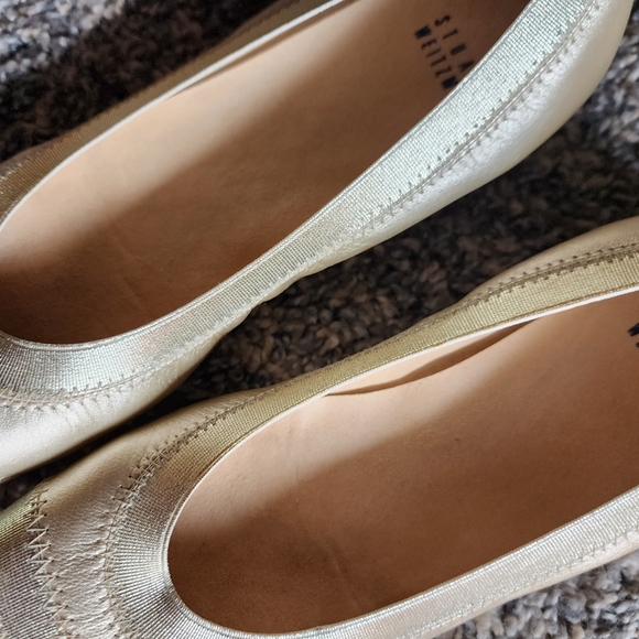 Stuart Weitzman Giveable Metallic Ballet Flats 7 1/5M - Picture 5 of 8